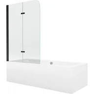 Wanny - Mexen Cube wanna prostokątna 170 x 80 cm z obudową i parawanem 2-skrzydłowym 100 cm, transparent, czarny - miniaturka - grafika 1