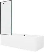 Wanny - Mexen Cube wanna prostokątna 170 x 80 cm z obudową i parawanem 1-skrzydłowym 70 cm, czarny wzór - 550517080X9507007070 - miniaturka - grafika 1