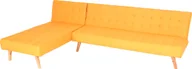 Sofy i kanapy - Narożnik HWC-K38, sofa rozkładana, powierzchnia spania lewa/prawa, tkanina/tekstylne lite drewno certyfikat MVG 256cm ~ żółty - miniaturka - grafika 1