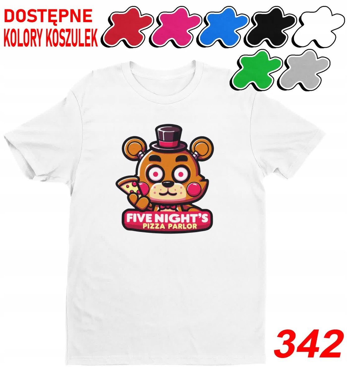 Dziecięca Koszulka T-Shirt Z Nadruki Wybór Duży Fnaf Postacie Gry-M 134-140
