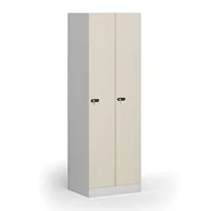 Szafki biurowe - Szafka ubraniowa metalowa, 2-drzwiowa, 1850 x 600 x 500 mm, zamek mechaniczny na kod, drzwi laminowane, brzoza - miniaturka - grafika 1