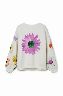 Bluzy dla dziewczynek - Desigual bluza bawełniana dziecięca kolor biały wzorzysta - grafika 1