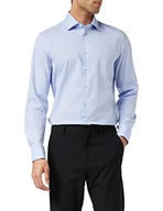 Koszule męskie - Seidensticker Męska koszula biznesowa – slim fit – nie wymaga prasowania – kołnierz typu kent – długi rękaw – 100% bawełna, niebieski (jasnoniebieski), 39 - miniaturka - grafika 1