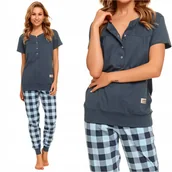Piżamy damskie - Piżama damska rozpinana DOCTOR NAP 4430 deep blue XXL - miniaturka - grafika 1