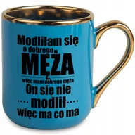 Kubki - KUBEK NIEBIESKI UCHO RANT ZŁOTY 330 ML PREZENT DLA MĘŻA NA KAŻDĄ OKAZJĘ - miniaturka - grafika 1