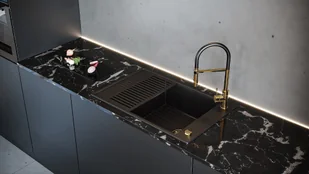 Zlew KERNAU KGS D 6078 1B1D DEEP BLACK (czarny mat) + Gold Metallic - Zlewozmywaki - miniaturka - grafika 6