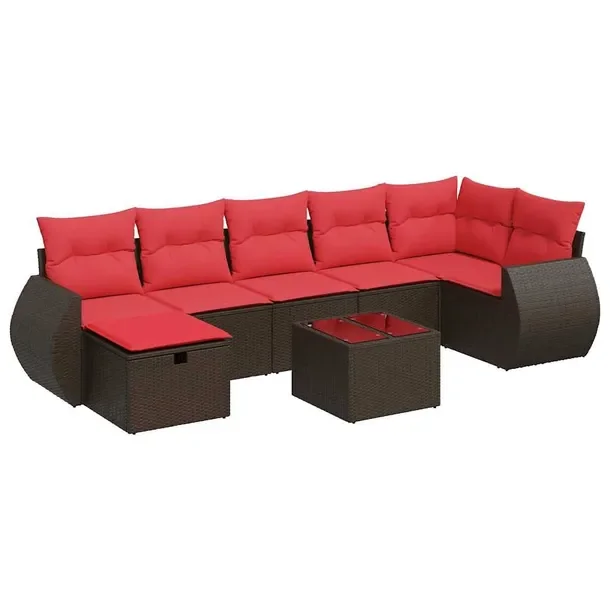 Zestaw Wypoczynkowy Rattan PE Brązowy, Stół 55x55x37 cm, Podnóżek 55x5