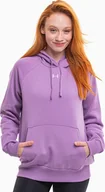 Bluzy damskie - Under Armour Bluza z kapturem kangurka damska Under Armour Rival Fleece Hoodie fioletowa 1379500 560 M - miniaturka - grafika 1