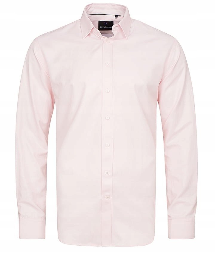 KOSZULA MĘSKA DI SELENTINO RÓŻOWA GŁADKA CLASSIC FIT - Shirt: 47