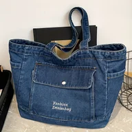 Torebki damskie - TEMU Perfect Lily Damska Torebka / Niebieski Torba z Białym Paskiem w Stylu Listrów, Zapięcie na Suwak i Mocowany Ramiączko, Minimalistyczna Etykieta - miniaturka - grafika 1