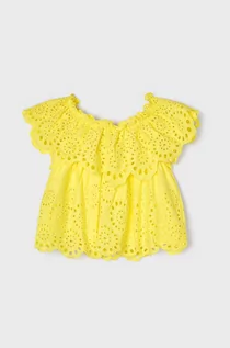 Bluzki damskie - Mayoral bluzka bawełniana dziecięca kolor żółty gładka - grafika 1