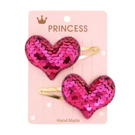 Ozdoby do włosów - Spinki do Włosów Różowe Zestaw 2 Sztuki Serca Błyszczące dla Dzieci - miniaturka - grafika 1