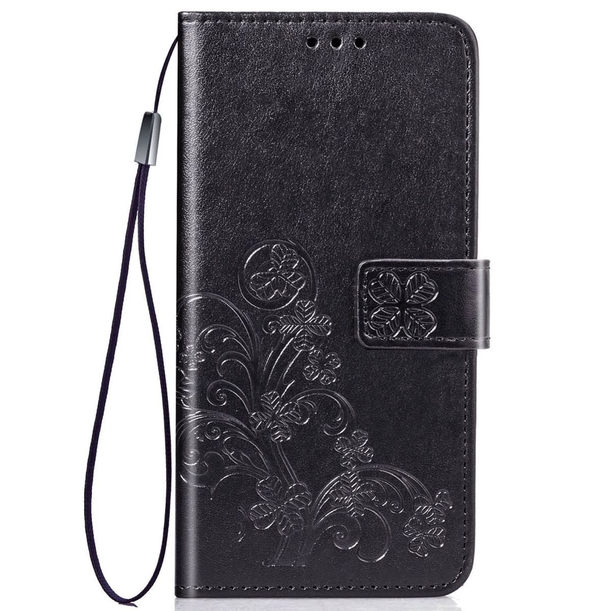 Etui na telefon komórkowy Pokrowiec ochronny Etui z klapką Uchwyt na kartę Kwiaty, Kolor: Czarny, Wybierz model: Samsung Galaxy A71