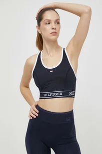 Tommy Hilfiger biustonosz sportowy kolor granatowy gładki WW0WW41517 - Bielizna sportowa damska - miniaturka - grafika 1