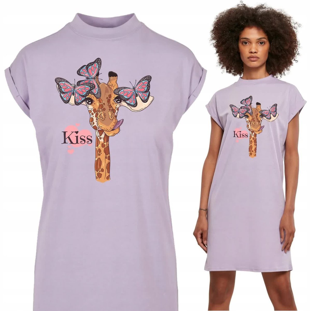 Koszula Nocna Lawendowa KISS ŻYRAFA Mix Wzory M
