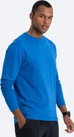 Koszulki męskie - Ombre Męski longsleeve BASIC z okrągłym dekoltem - niebieski V9 OM-LSBL-0106 XL - miniaturka - grafika 1