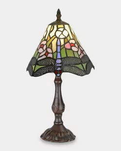 Lampa Witrażowa w Stylu Tiffany Ważka wśród Różowych Kwiatów - Lampy stojące - miniaturka - grafika 1