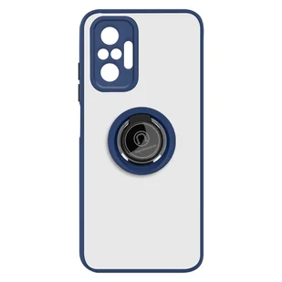 Etui Xiaomi Redmi Note 10 Pro Bi-material Metal Ring Funkcja Stojak niebieski - Etui i futerały do telefonów - miniaturka - grafika 1