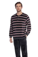 Piżamy męskie - Ciepła piżama męska ARLINDO 3XL Brązowy - miniaturka - grafika 1