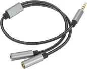 Złącza, przejściówki, adaptery - RoGer SP35Y Audio adapter / Splitter 2x 3.5mm stereo + microphone / 4 pin - miniaturka - grafika 1