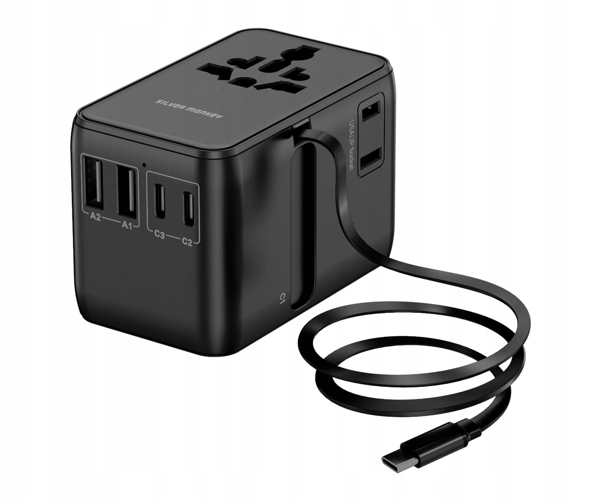 Silver Monkey Adapter podróżny Smart Travel 70W PD