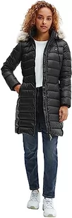 Tommy Jeans Damska kurtka puchowa z kapturem Essential, Czarny, XXS - Kurtki damskie - miniaturka - grafika 1