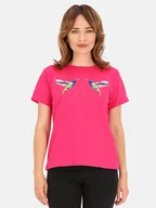 Bluzki damskie - Bawełniana Bluzka Damska z Kolorową Grafiką Kolibra - miniaturka - grafika 1