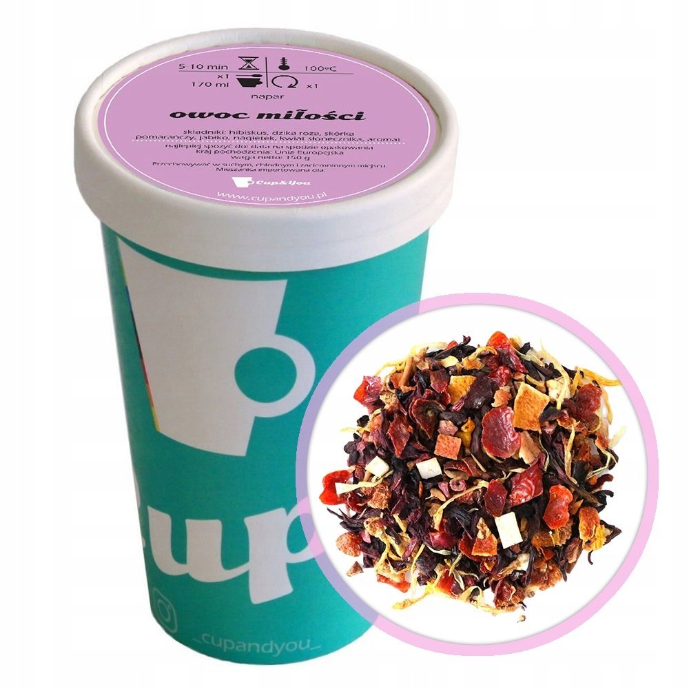 Sypana herbata owocowa OWOC MIŁOŚCI dzika róża hibiskus 150g premium - herbata liściasta sypana mieszanka napar susz