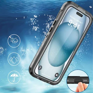 Etui do iPhone 15 Plus wodoodporne Mag Safe Case pancerne wodoszczelne obudowa czarno-szare - Etui i futerały do telefonów - miniaturka - grafika 11