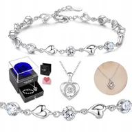 Bransoletki - Naszyjnik Srebrny Damski Zawieszka CYRKONIA WIECZNA RÓŻA BRANSOLETKA - miniaturka - grafika 1