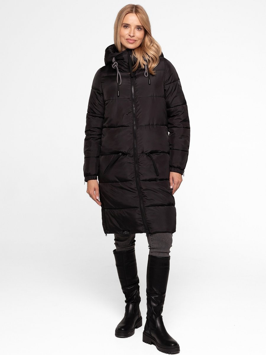 PIKOWANA OCIEPLANA KURTKA DAMSKA Z KAPTUREM O PROSTYM KROJU