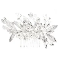 Ozdoby do włosów - OZDOBA DO WŁOSÓW srebrna ŚLUBNA grzebyk CYRKONIE - miniaturka - grafika 1
