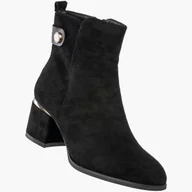 Botki damskie - Botki Damskie Eleganckie Buty Na Obcasie Zimowe Ocieplane Czarne Czarny 40 - miniaturka - grafika 1