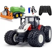 Zabawki zdalnie sterowane - Zdalnie Sterowany Traktor Ciągnik Rc Na Pilota Z Działającym Beczkowozem - miniaturka - grafika 1