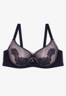 Biustonosze - Granatowy Biustonosz Ozdobiony Koronką Full Cup Pasecia - Renee - miniaturka - grafika 1