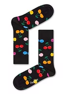 Skarpetki męskie - Happy Socks Cherry Sock, kolorowe i zabawne, Skarpety dla kobiet i mężczyzn, Czarny-Zielony-Pomarańczowy-Różowy-Czerwony (36-40) - miniaturka - grafika 1