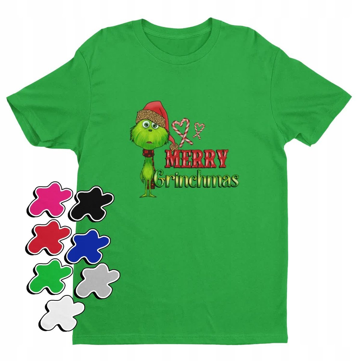 Koszulka T-Shirt Dziecięca Z Nadrukiem Grinch Święta Prezent -L 146-152