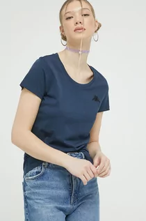 Koszulki sportowe damskie - Kappa t-shirt bawełniany kolor granatowy - grafika 1