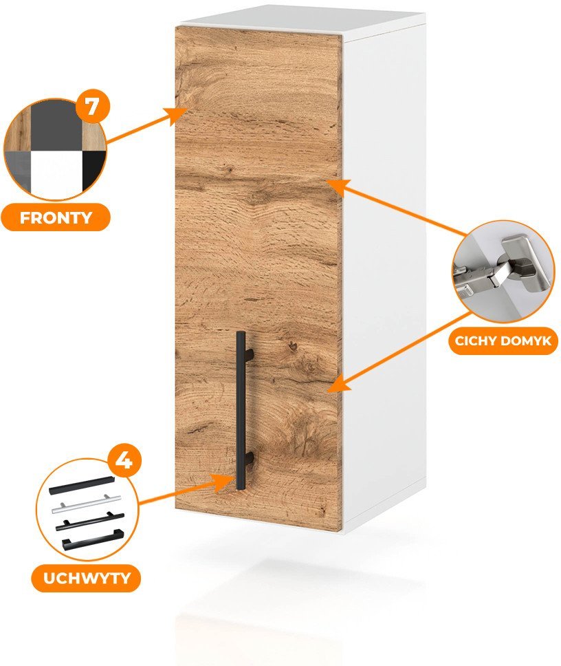 szafka kuchenna wisząca modułowa drewniana mała 15cm spremium dąb wotan