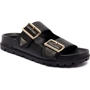 Guess Skórzane klapki FASTEN - Klapki i japonki damskie - miniaturka - grafika 1