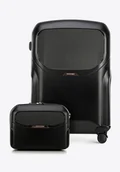Walizki - Duża walizka i kosmetyczka z polikarbonu czarne - miniaturka - grafika 1
