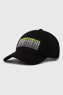 Czapki męskie - BOSS czapka z daszkiem bawełniana BOSS GREEN kolor czarny z nadrukiem - Boss - grafika 1