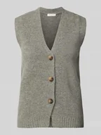 Kamizelki damskie - Kamizelka z dzianiny z wełny z dekoltem w serek - miniaturka - grafika 1