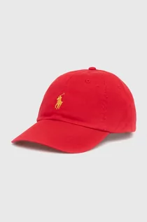 Czapki męskie - Polo Ralph Lauren czapka z daszkiem bawełniana kolor czerwony gładka - grafika 1