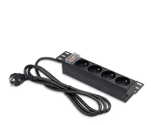 Qoltec Aluminiowa Listwa zasilająca PDU do RACK 10'' 1U 16A 4xFR - Listwy zasilające - miniaturka - grafika 1