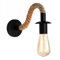 Lampy ścienne - Kinkiet Lampa Ścienna Loft Sznur Jutowy Czarny Industrial App1466-1W - miniaturka - grafika 1