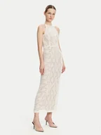 Sukienki - Guess Sukienka koktajlowa W5GK66 KCT80 Beżowy Slim Fit - miniaturka - grafika 1