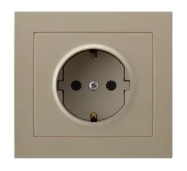 Ospel Gniazdo Pojedyncze z uziemieniem schuko 16A/250~, IP20 Beżowy Kier - GP-1W - Gniazdka elektryczne - miniaturka - grafika 1