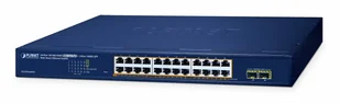 PLANET 24-Port 10/100/1000T 802.3at PoE + 2-Port 1000X SFP Web Smart Ethernet Switch (260W PoE Budget, 802.1Q VLAN, Link Aggregation, IGMP Zarządzany L2 Gigabit Ethernet (10/100/1000) Obsługa PoE Niebieski - Pozostałe akcesoria sieciowe - miniaturka - grafika 1