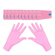 Rękawiczki jednorazowe - Rękawiczki nitrylowe M różowe Mercator Nitrylex Pink 100sztuk karton 10op - miniaturka - grafika 1